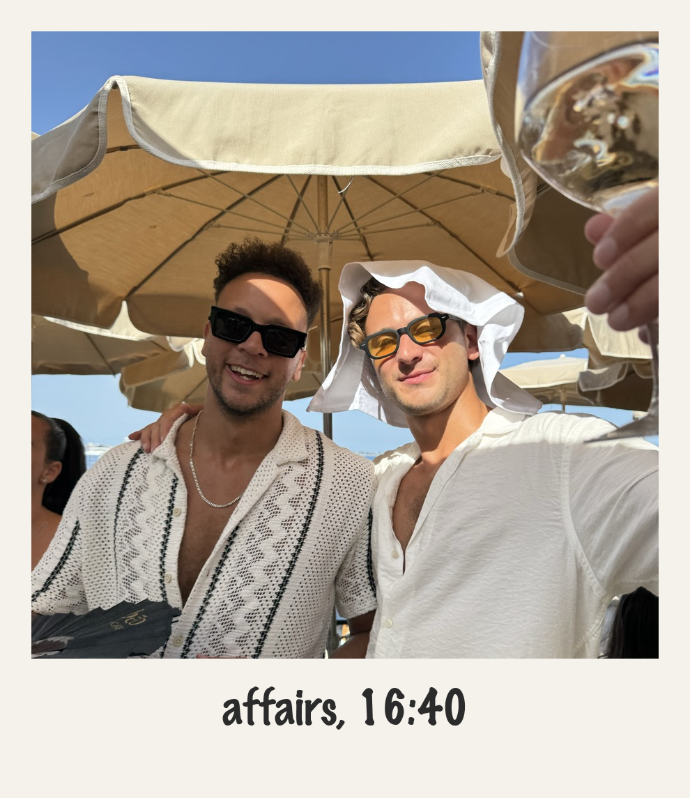 Affairs — beach club, 16:40